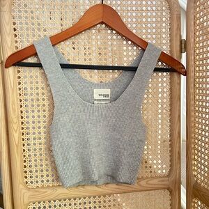 Wilfred free cropped knitted tank top in heather grey. Size xs.